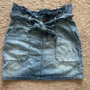 Free People Denim Jean Skirt with Pockets and Front Tie - Size 10